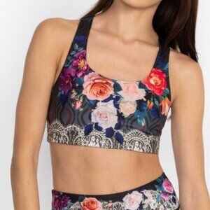 NWT Johnny Was Women's Bee Active Reversible Floral Boho Chic Sports Bra Size XS